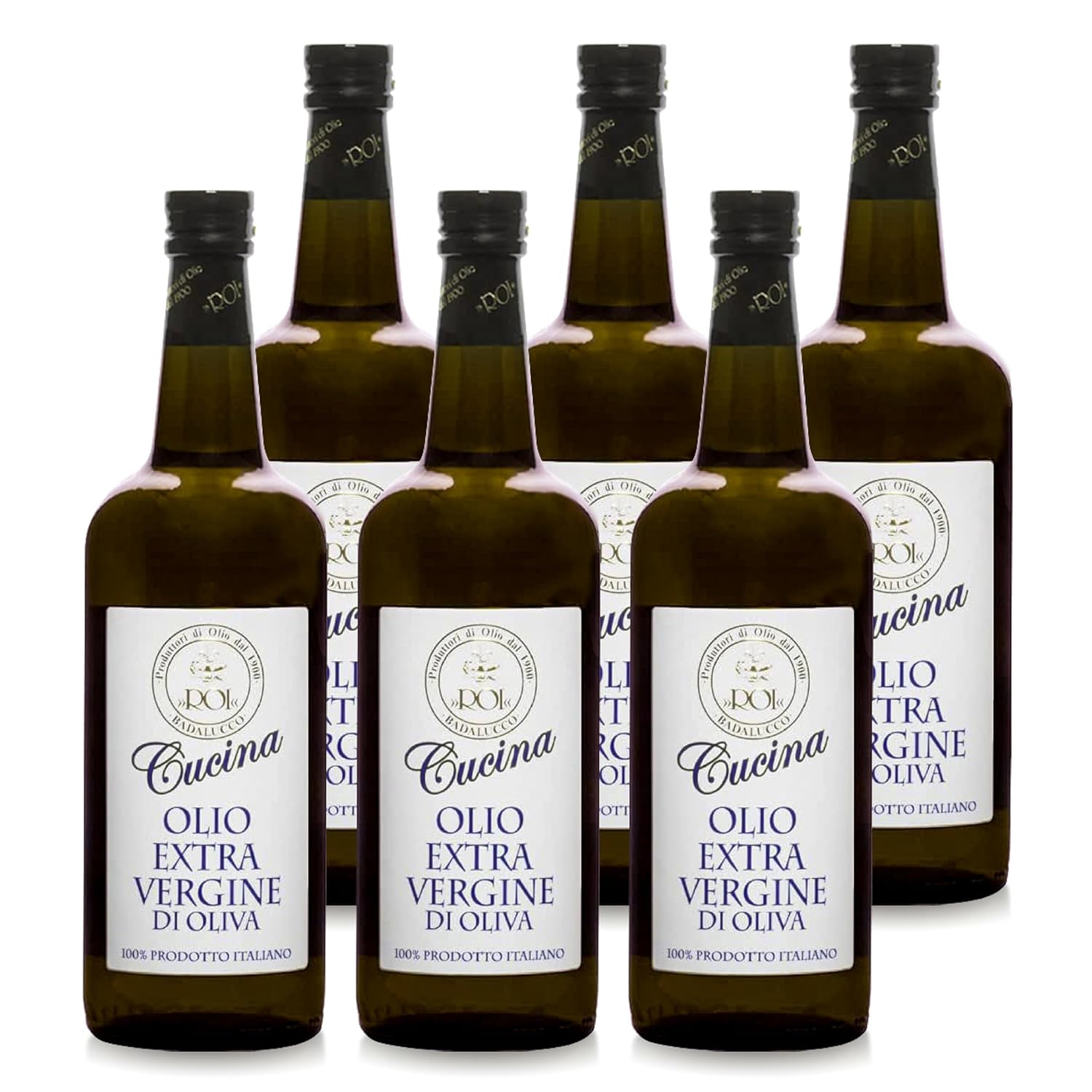 ROI Cucina Ligurian Extra Virgin Olive Oil, 1 L (Pack of 6) — Italian blend from Liguria