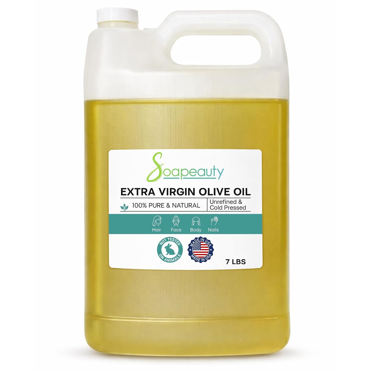 Soapeauty Extra Virgin Olive Oil, 100% Pure Natural Cold Pressed Carrier Oil, 7 Lb — Carrier blend from USA