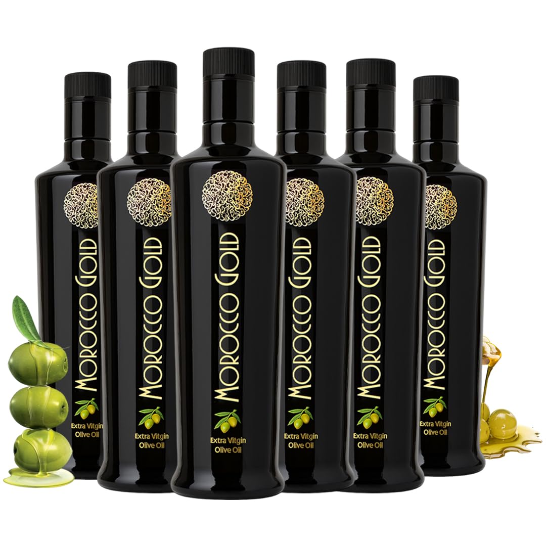 Morocco Gold New Harvest Extra Virgin Olive Oil, 500 ml (6 Bottles for the Price of 5) — Picholine Marocaine from Beni Mellal, Morocco
