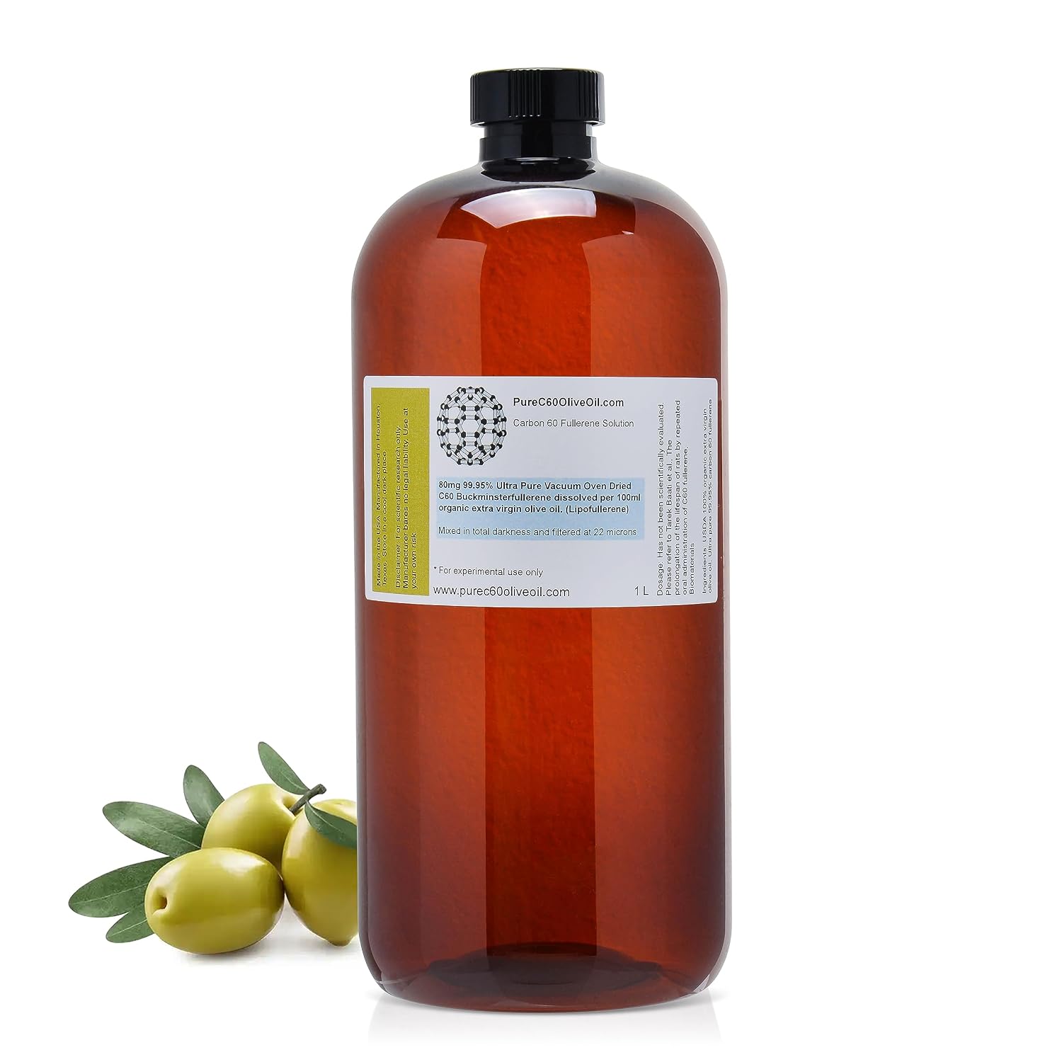 PureC60OliveOil C60 Organic Olive Oil, 1 L / 33.8 Fl Oz — Organic blend from Houston, Texas