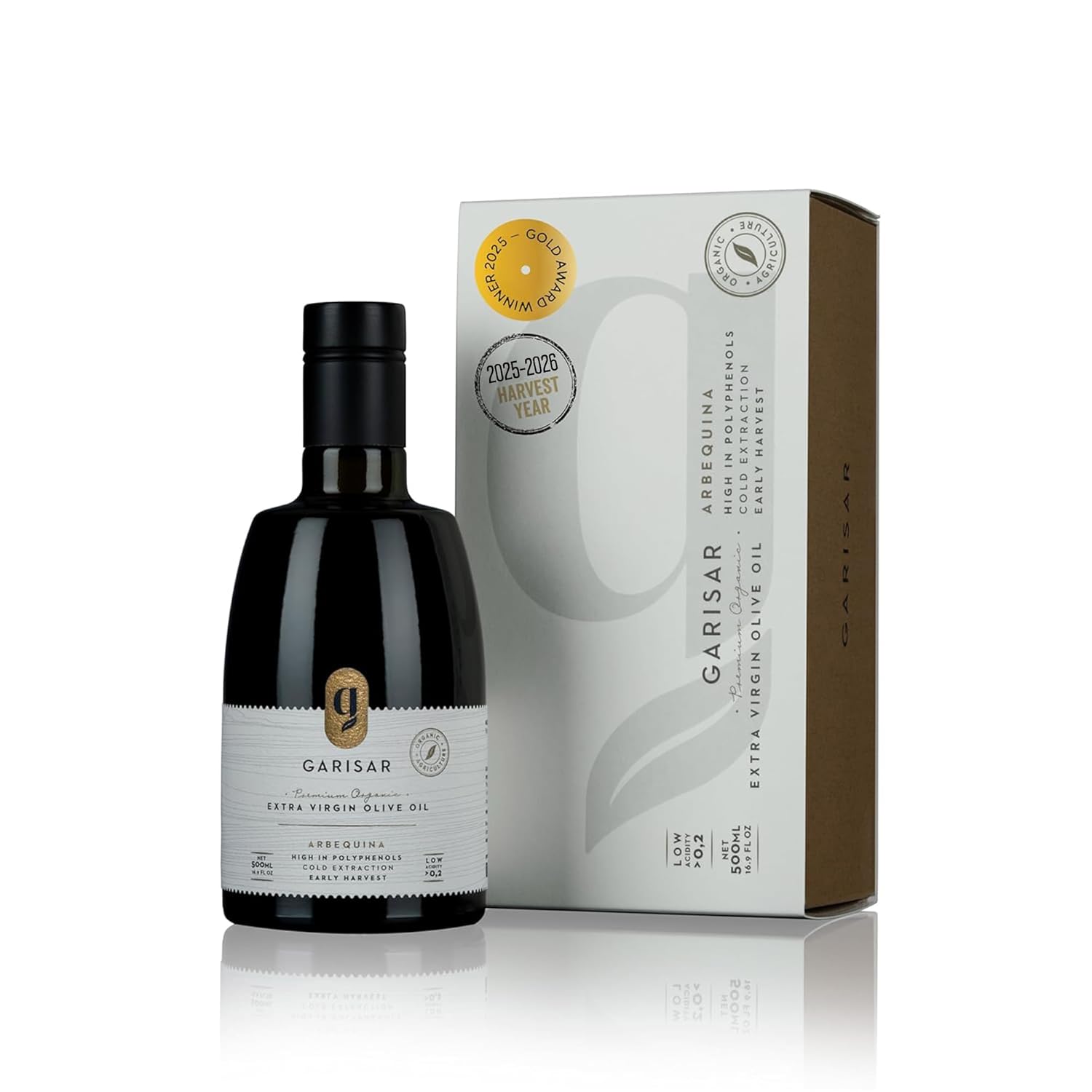 Garisar Premium Organic Arbequina Extra Virgin Olive Oil, 500 ml (Pack of 6) — Arbequina from Aegean Coast